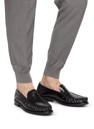 Figure View - Click To Enlarge - PRADA - Spazzolato Brushed Leather Loafers