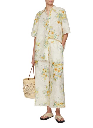 Figure View - Click To Enlarge - ALÉMAIS - Juliette Broderie Anglais Elasticated Pants
