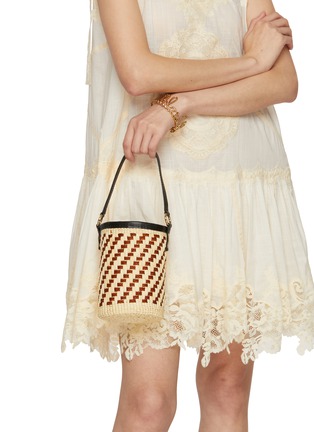 Figure View - Click To Enlarge - SENSI STUDIO - Two Tone Woven Straw Basket Bag