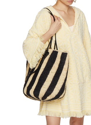 Figure View - Click To Enlarge - SENSI STUDIO - Striped Straw Tote Bag