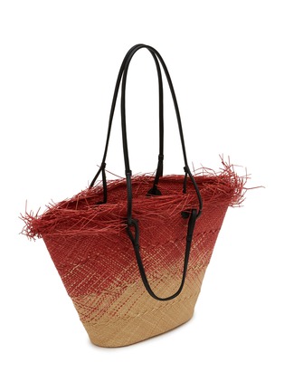 Detail View - Click To Enlarge - SENSI STUDIO - Medium Frayed Border Straw Basket Bag