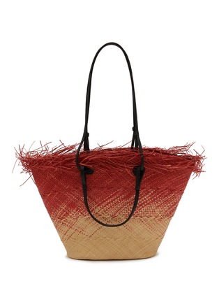 Main View - Click To Enlarge - SENSI STUDIO - Medium Frayed Border Straw Basket Bag
