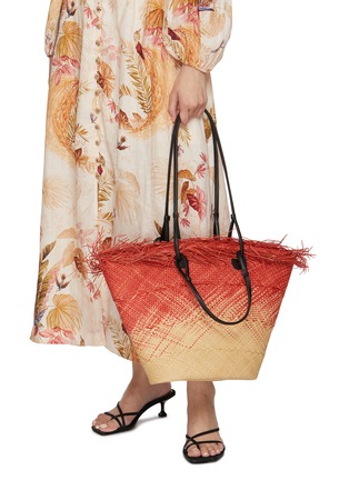 Figure View - Click To Enlarge - SENSI STUDIO - Medium Frayed Border Straw Basket Bag