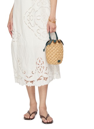 Front View - Click To Enlarge - ANYA HINDMARCH - Pineapple Raffia Eco Leather Crossbody Bucket Bag