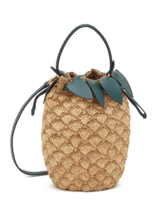 Main View - Click To Enlarge - ANYA HINDMARCH - Pineapple Raffia Eco Leather Crossbody Bucket Bag