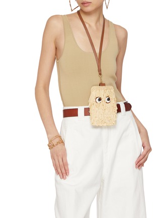 Figure View - Click To Enlarge - ANYA HINDMARCH - Shag Eyes Raffia Leather Sunglasses Holder