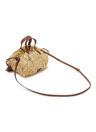 Detail View - Click To Enlarge - ANYA HINDMARCH - Small Shag Eyes Raffia Leather Tote Bag