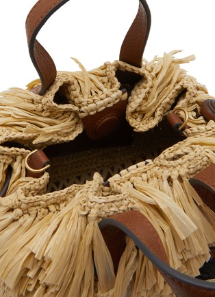 Detail View - Click To Enlarge - ANYA HINDMARCH - Small Shag Eyes Raffia Leather Tote Bag
