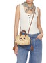 Figure View - Click To Enlarge - ANYA HINDMARCH - Small Shag Eyes Raffia Leather Tote Bag