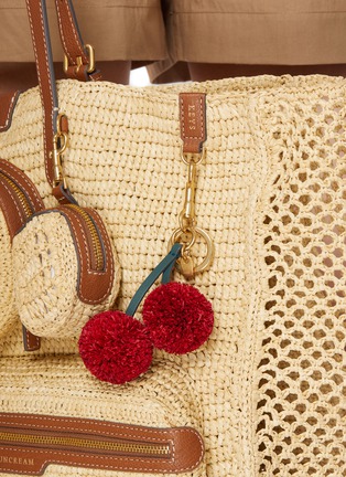 Front View - Click To Enlarge - ANYA HINDMARCH - Cherries Raffia Leather Charm
