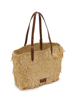 Detail View - Click To Enlarge - ANYA HINDMARCH - Shag Eyes Raffia Leather E/W Tote