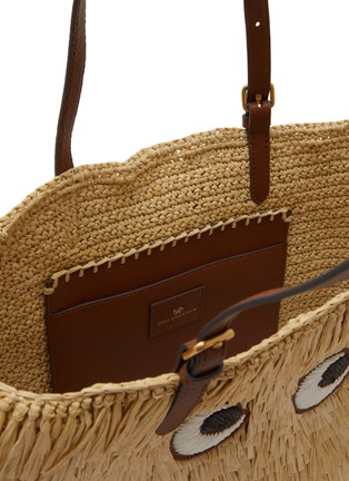 Detail View - Click To Enlarge - ANYA HINDMARCH - Shag Eyes Raffia Leather E/W Tote