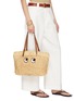 Figure View - Click To Enlarge - ANYA HINDMARCH - Shag Eyes Raffia Leather E/W Tote