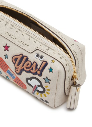 Detail View - Click To Enlarge - ANYA HINDMARCH - Girlie Stuff All Over Stickers Leather Pouch
