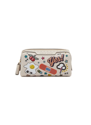 Main View - Click To Enlarge - ANYA HINDMARCH - Girlie Stuff All Over Stickers Leather Pouch