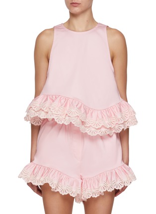 Main View - Click To Enlarge - KIKA VARGAS - Li Cotton Blend Ruffle Top