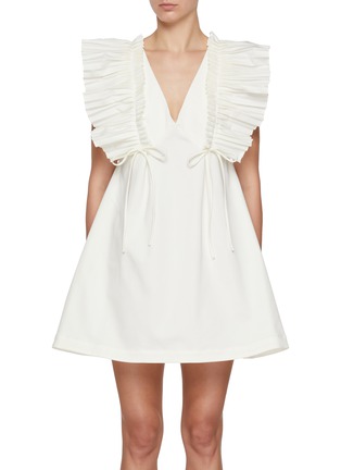 Main View - Click To Enlarge - KIKA VARGAS - Francine Ruffle V-Neck Mini Dress