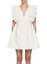 Main View - Click To Enlarge - KIKA VARGAS - Francine Ruffle V-Neck Mini Dress