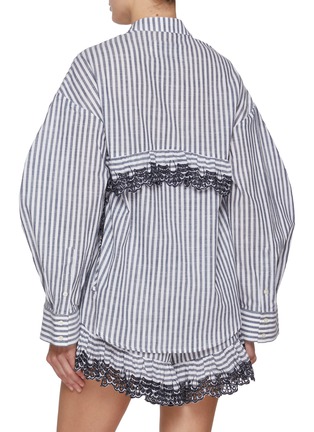 Back View - Click To Enlarge - KIKA VARGAS - Momoyo Striped Lace Cotton Blend Shirt