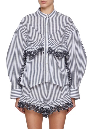 Main View - Click To Enlarge - KIKA VARGAS - Momoyo Striped Lace Cotton Blend Shirt