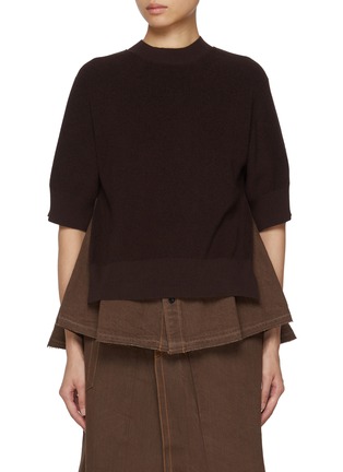 Main View - Click To Enlarge - SACAI - Hybrid Knit Denim Top