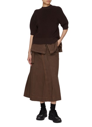 Figure View - Click To Enlarge - SACAI - Hybrid Knit Denim Top