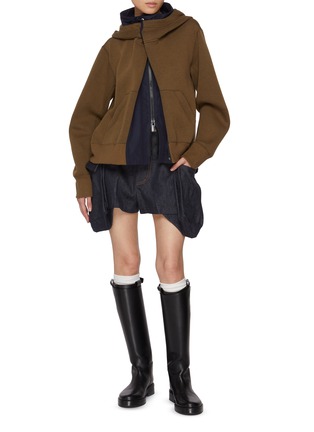 Figure View - Click To Enlarge - SACAI - Hybrid Layered Sponge Sweat Hoodie