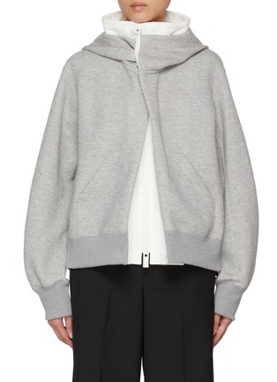 Main View - Click To Enlarge - SACAI - Hybrid Layered Sponge Sweat Hoodie