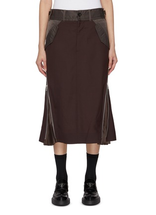 Main View - Click To Enlarge - SACAI - Hybrid Suiting Midi Skirt