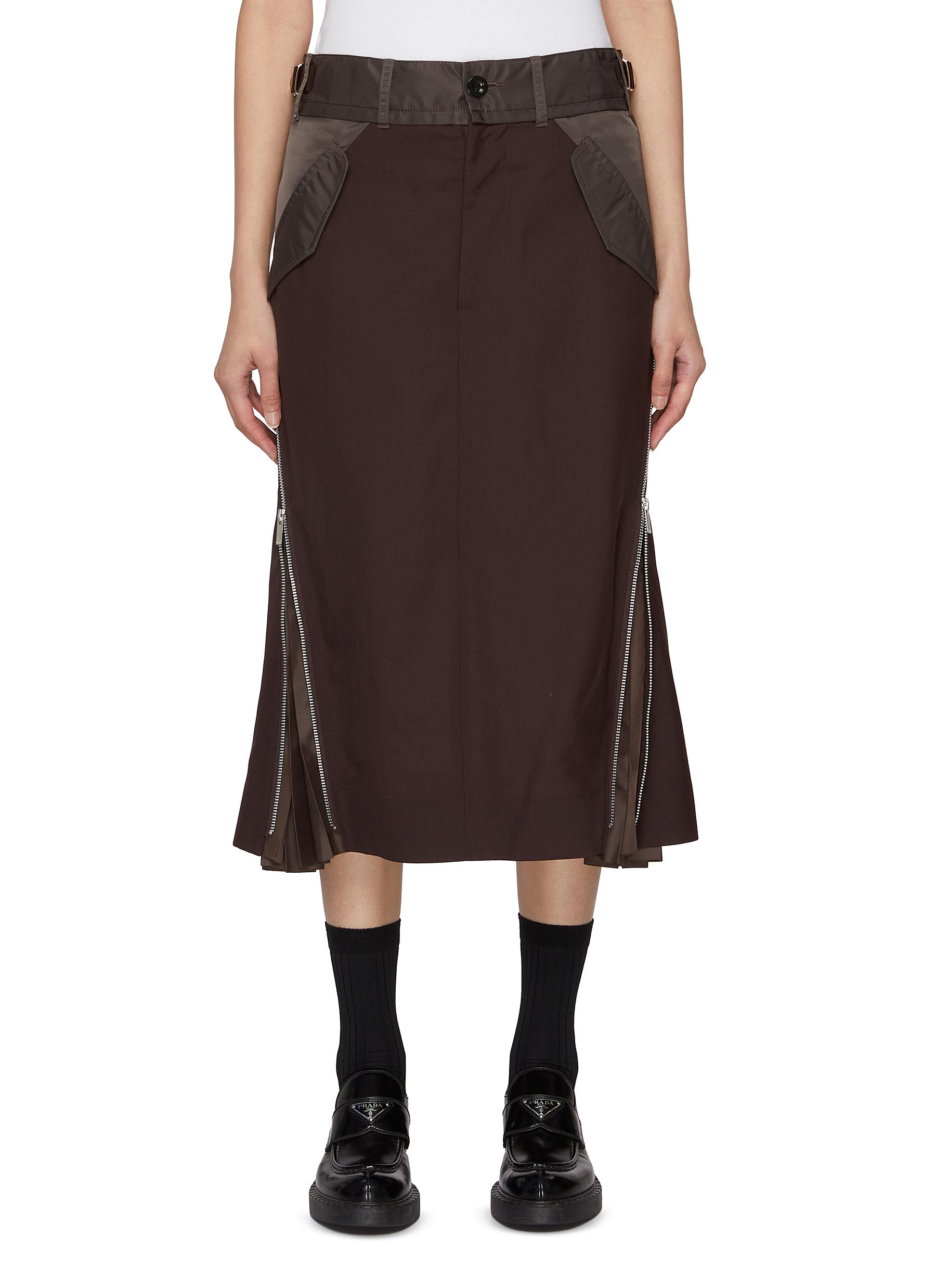 SACAI | Hybrid Suiting Midi Skirt | Women | Lane Crawford