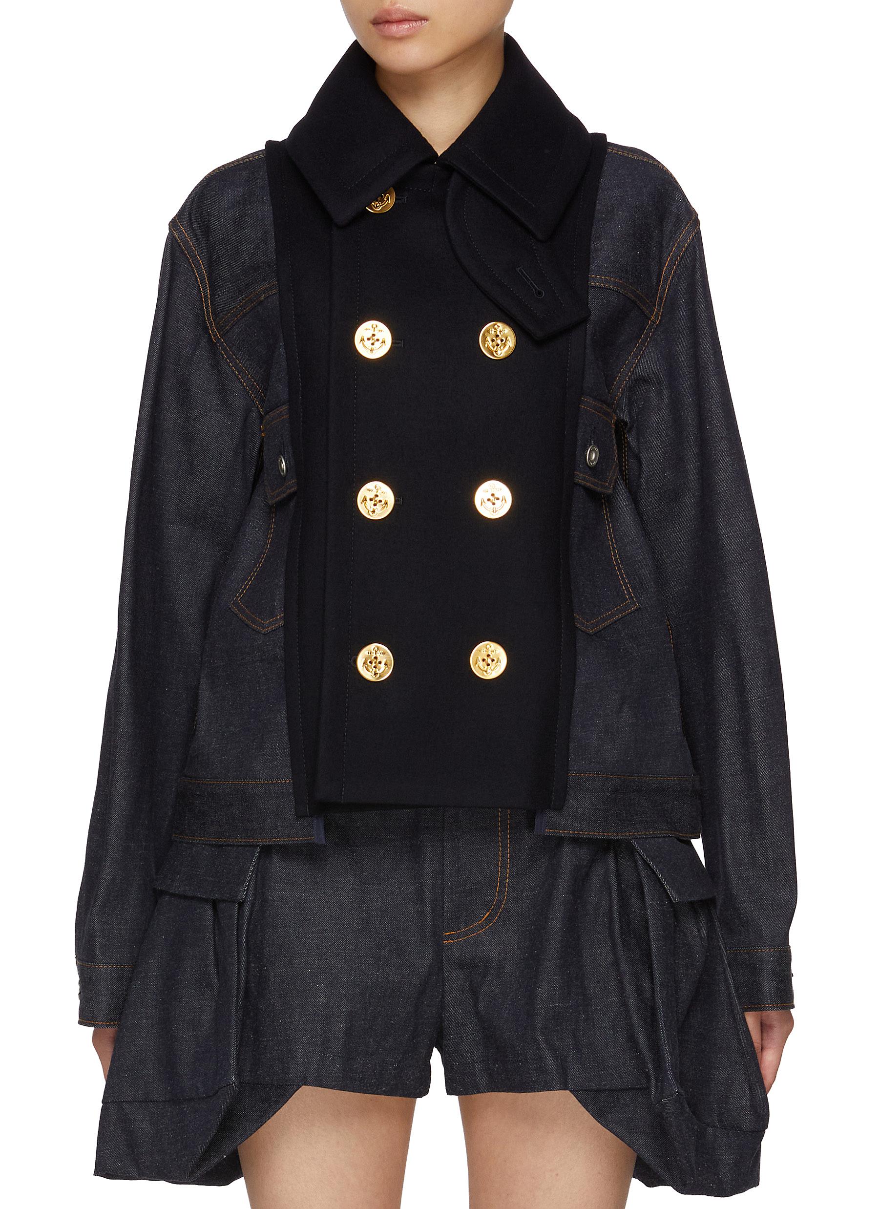 SACAI | Hybrid Oversized Button Dark Wash Denim Jacket