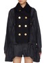 Main View - Click To Enlarge - SACAI - Hybrid Oversized Button Dark Wash Denim Jacket