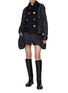 Figure View - Click To Enlarge - SACAI - Hybrid Oversized Button Dark Wash Denim Jacket