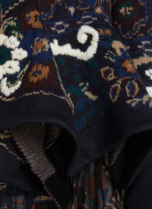  - SACAI - Floral Jacquard Draped Wool Knit Top
