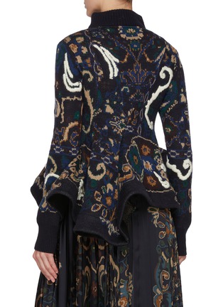 Back View - Click To Enlarge - SACAI - Floral Jacquard Draped Wool Knit Top
