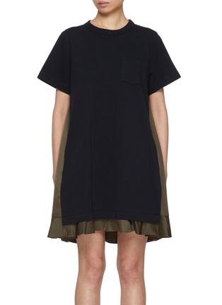 Main View - Click To Enlarge - SACAI - Hybrid Cotton T-Shirt Dress