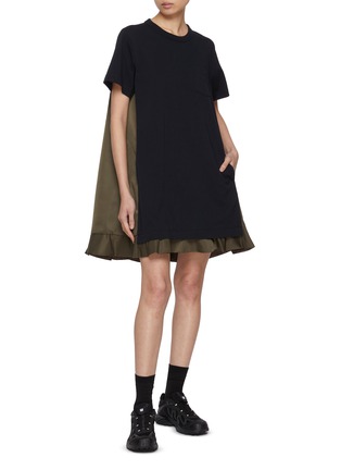 Figure View - Click To Enlarge - SACAI - Hybrid Cotton T-Shirt Dress