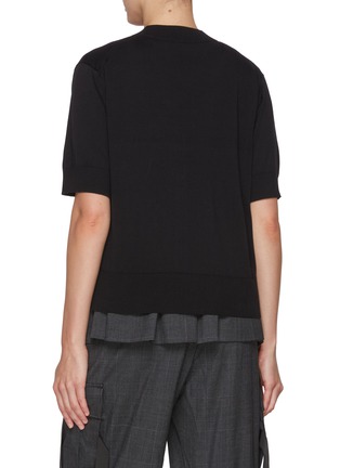 Back View - Click To Enlarge - SACAI - Hybrid Glen Check Wool Knit Top
