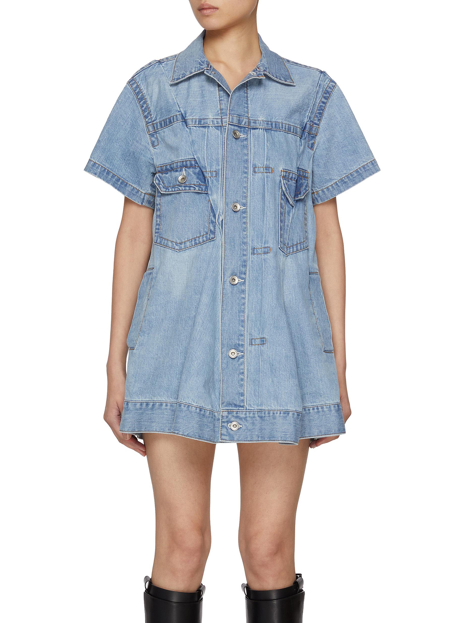 25AW sacai DENIM DRESS サイズ２ Sacai Denim Mix Shirtdress | Saks Fifth Avenue