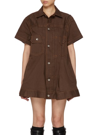 Main View - Click To Enlarge - SACAI - Button Up Dark Wash Denim Mini Dress