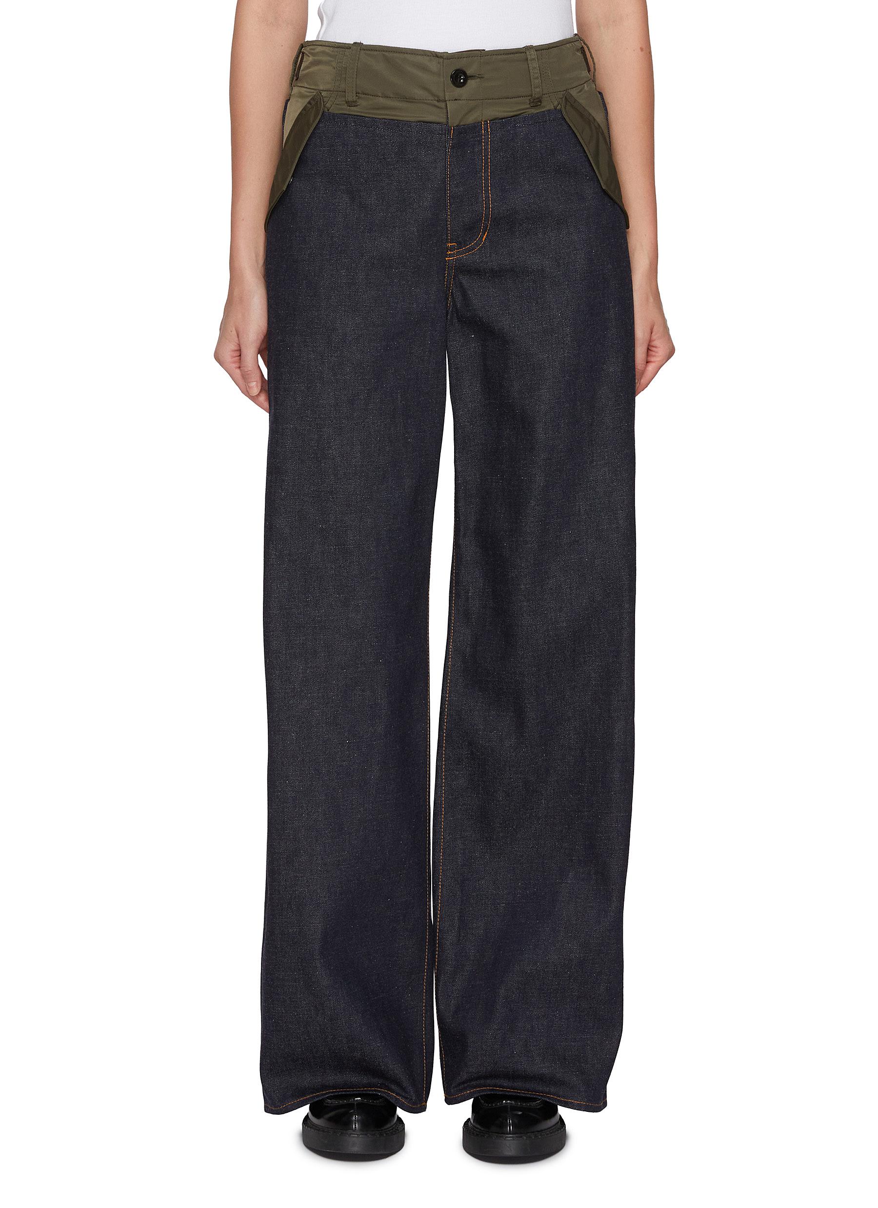 【秀逸デザイン】sacai Hybrid Contrast Dark Wash ジーンズ SACAI | Hybrid Contrast Waistband Dark Wash Jeans | Women