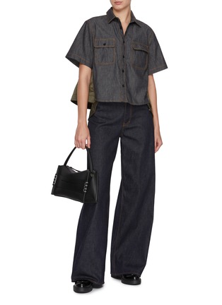 Figure View - Click To Enlarge - SACAI - Hybrid Contrast Waistband Dark Wash Jeans