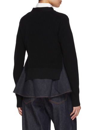 Back View - Click To Enlarge - SACAI - Hybrid Knit Dark Wash Denim Cardigan
