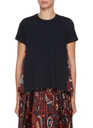 Main View - Click To Enlarge - SACAI - Hybrid Floral Print Cotton T-Shirt
