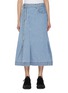 Main View - Click To Enlarge - SACAI - Belted Light Wash Denim Midi Skirt