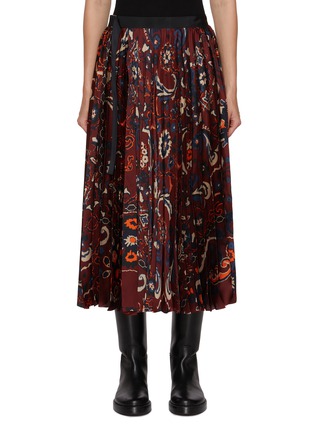 Main View - Click To Enlarge - SACAI - Floral Print Pleated Skirt