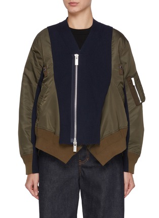 Main View - Click To Enlarge - SACAI - Hybrid Zip Up Jacket