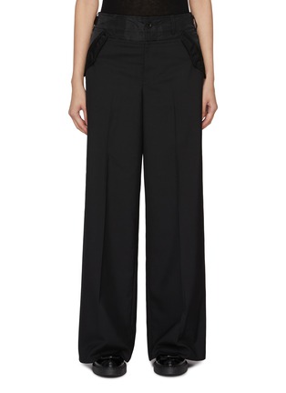 Main View - Click To Enlarge - SACAI - Buckled Side Flap Pocket Suiting Mix Pants
