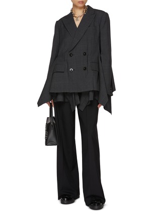 Figure View - Click To Enlarge - SACAI - Buckled Side Flap Pocket Suiting Mix Pants