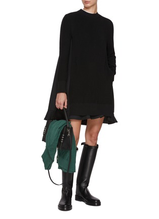 Figure View - Click To Enlarge - SACAI - Hybrid Suiting Mix Knit Dress